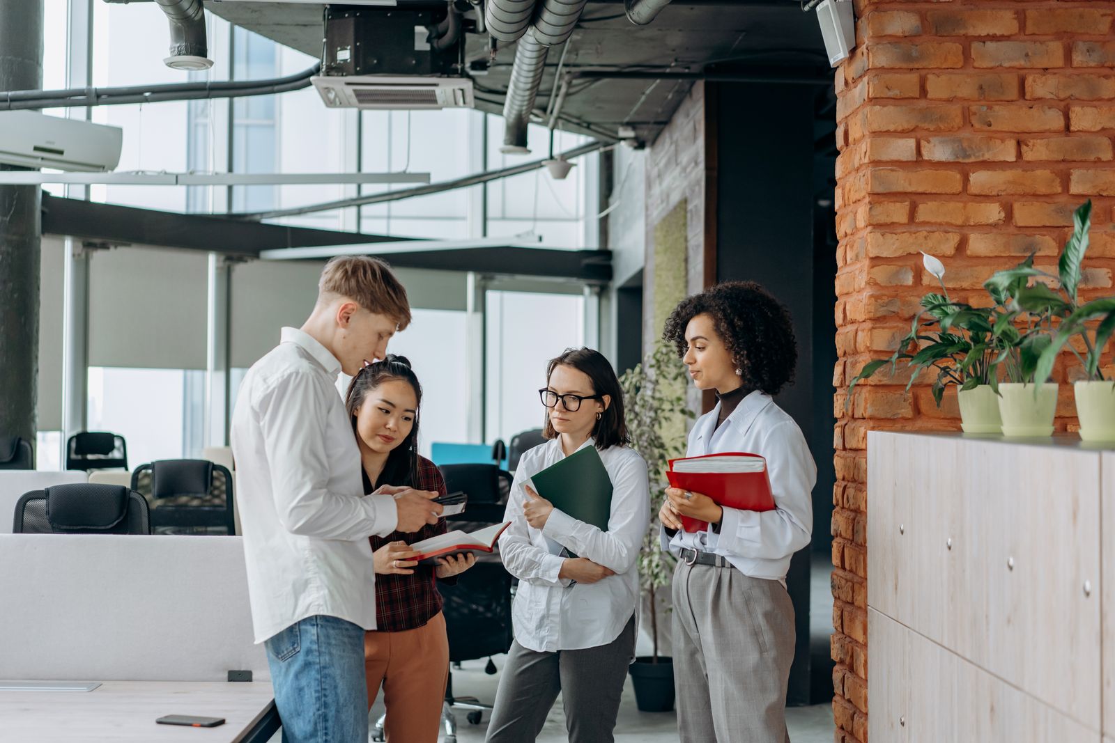 A diverse team of professionals collaborating