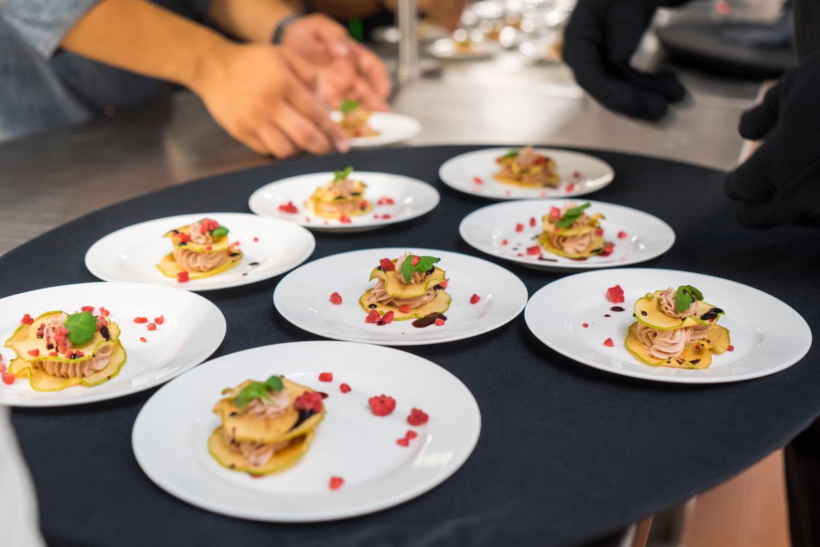 A chef's gourmet appetizer presentation