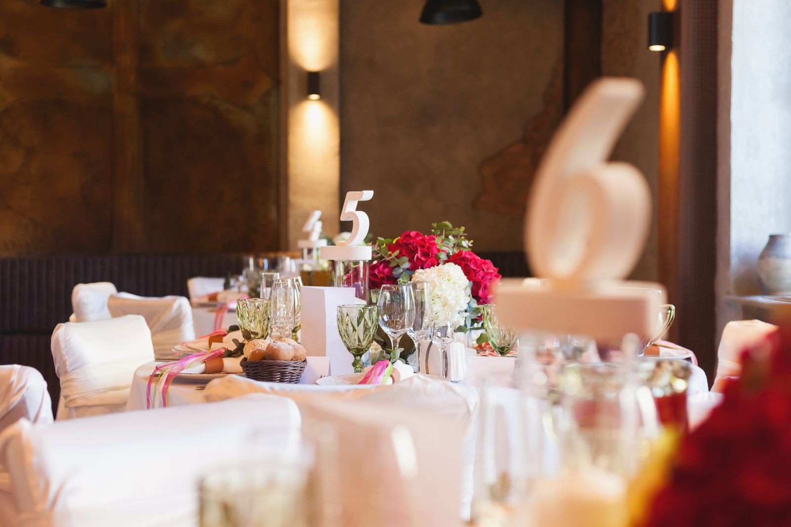 An elegant wedding reception table setting