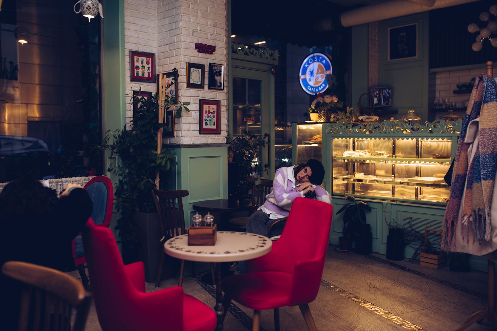 A cozy cafe interior with relaxed seating