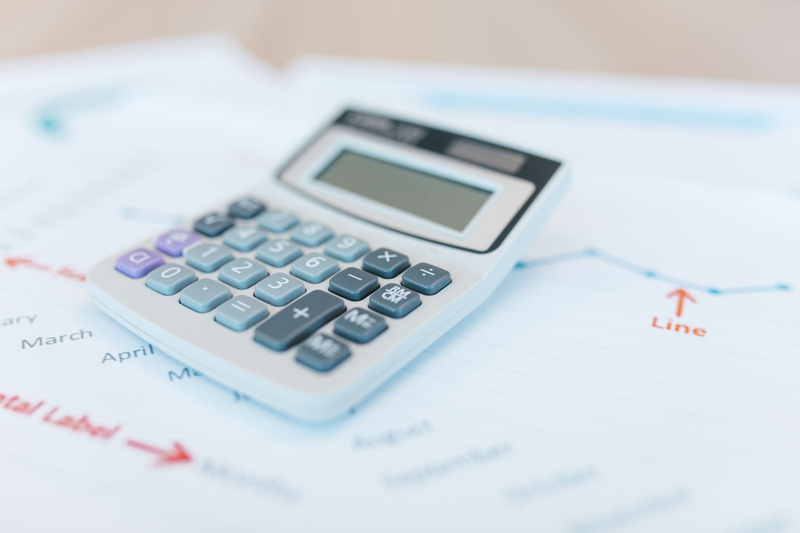 A calculator on financial documents