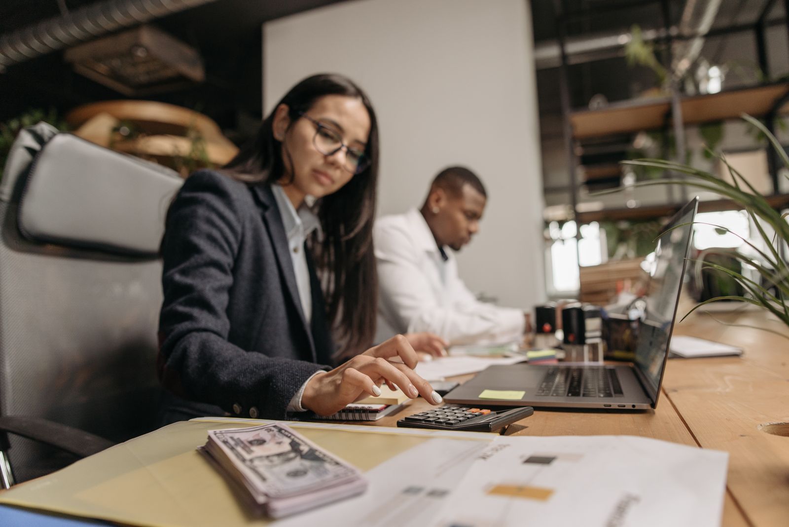 Business professionals collaborating in an office