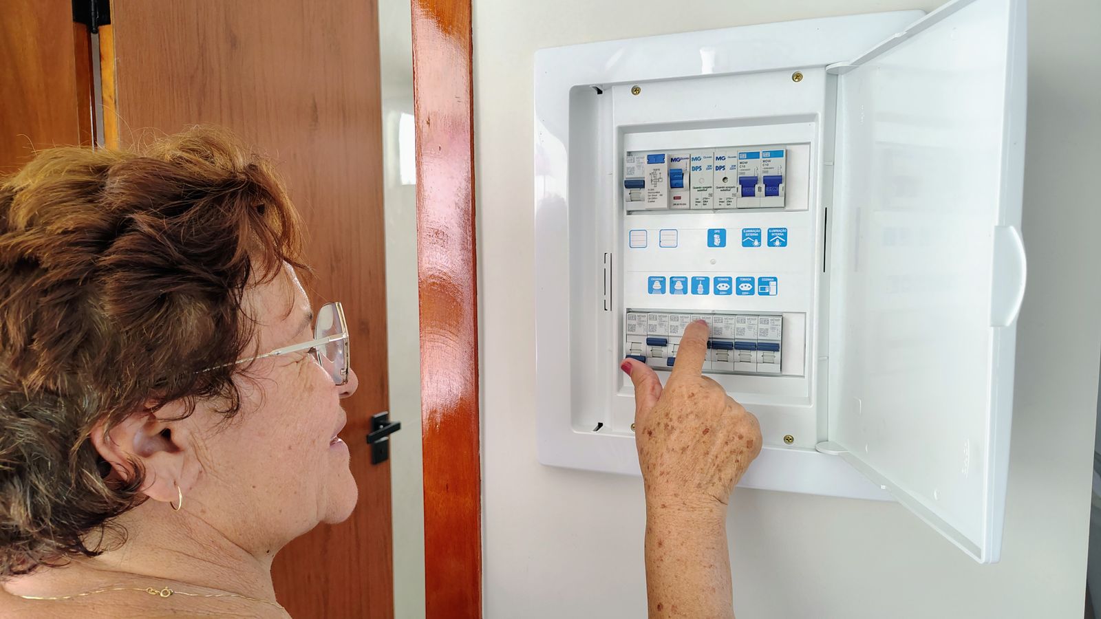 An electrical panel being serviced