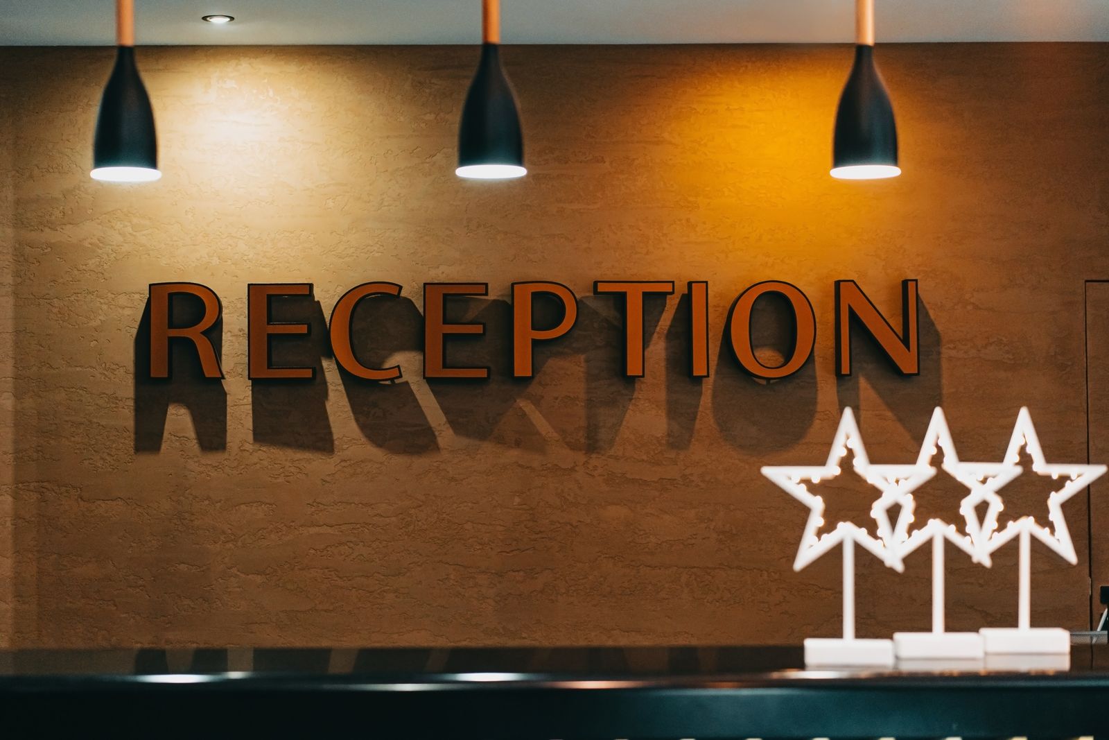 An elegant hotel reception area