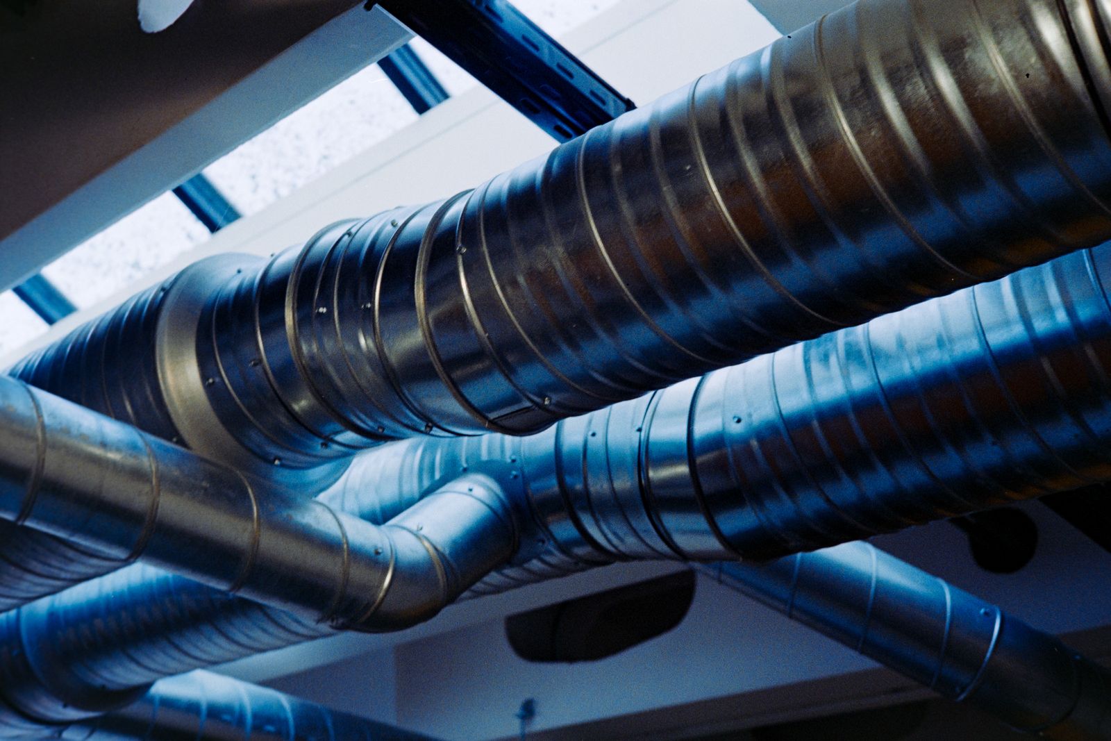 A metal ventilation duct system