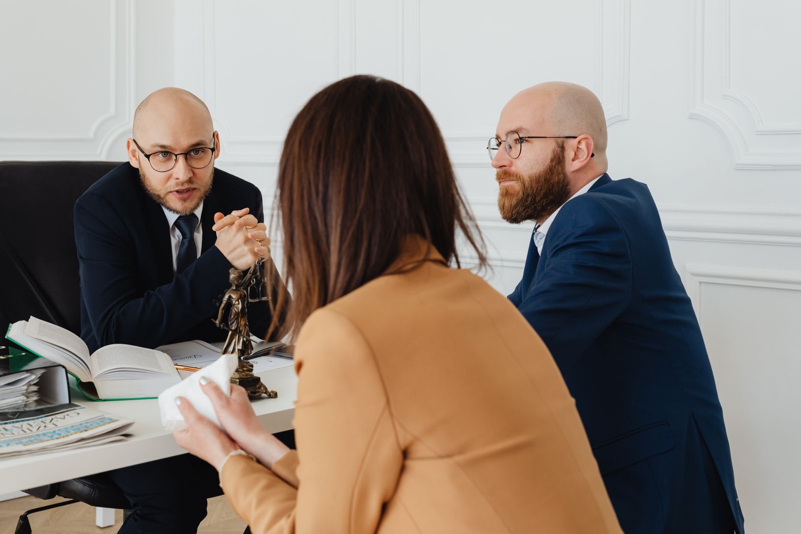 Professional discussion among lawyers in a modern office