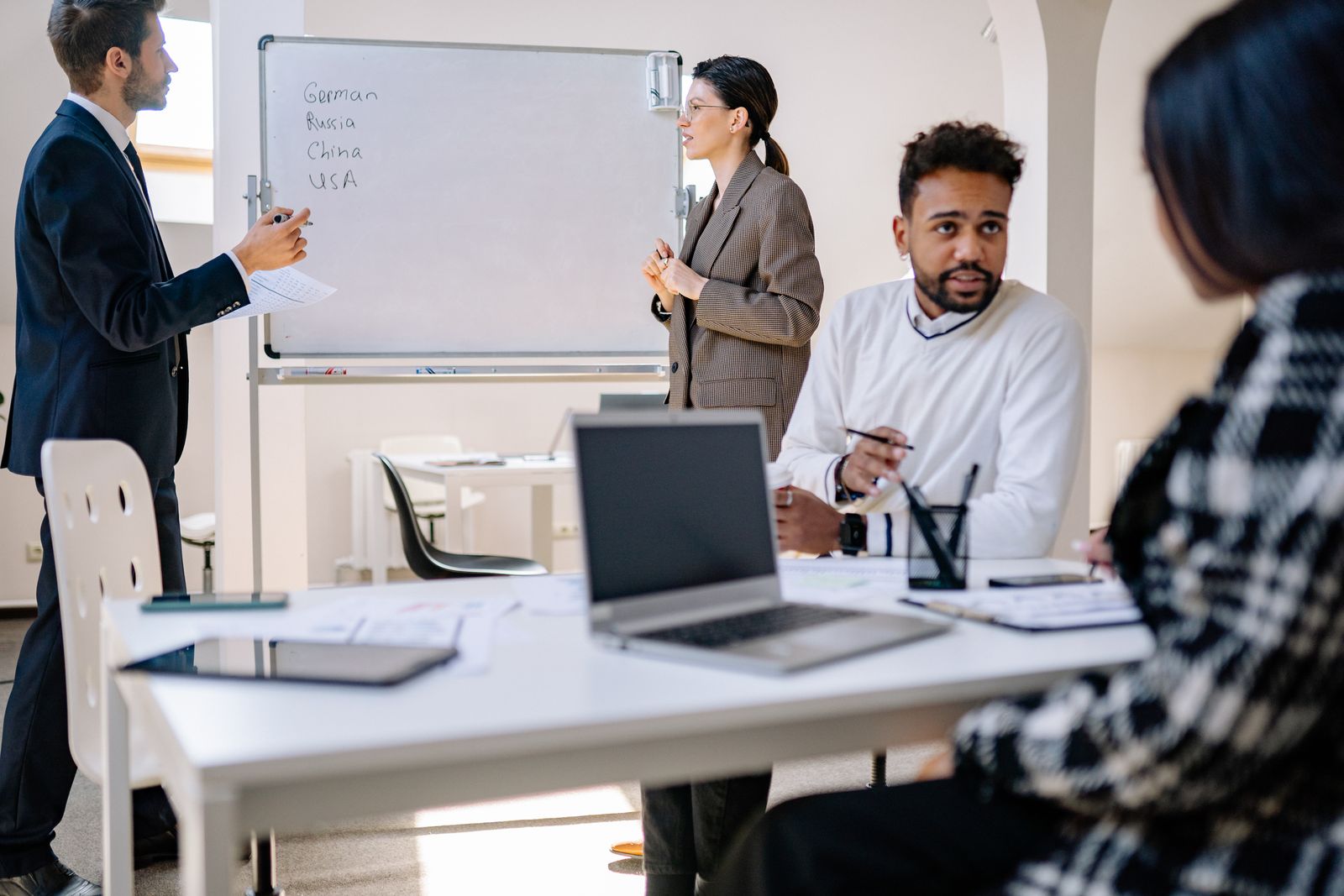 A diverse group of professionals collaborating