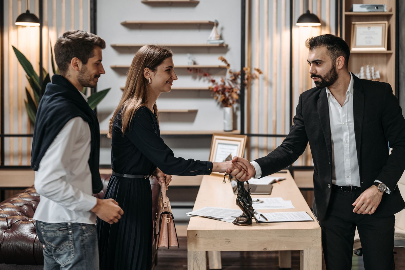 A professional meeting in a modern law office