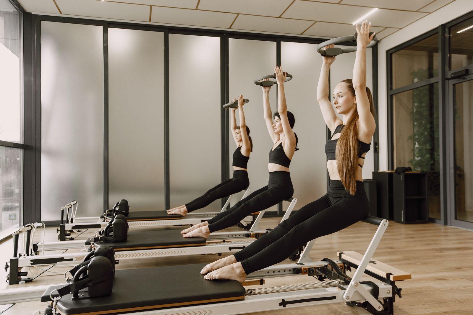 A group reformer Pilates class