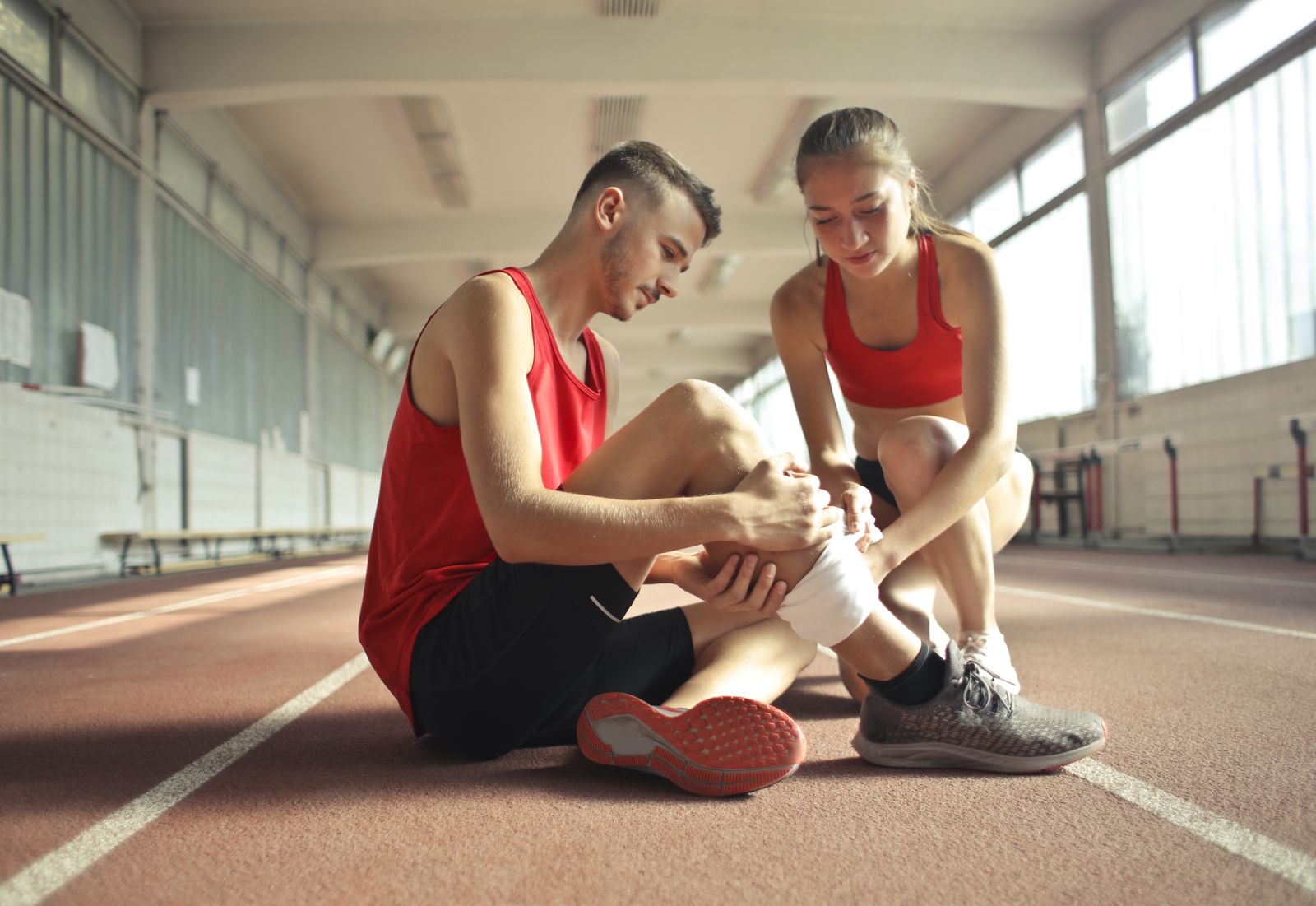 An athlete during a rehabilitation training session