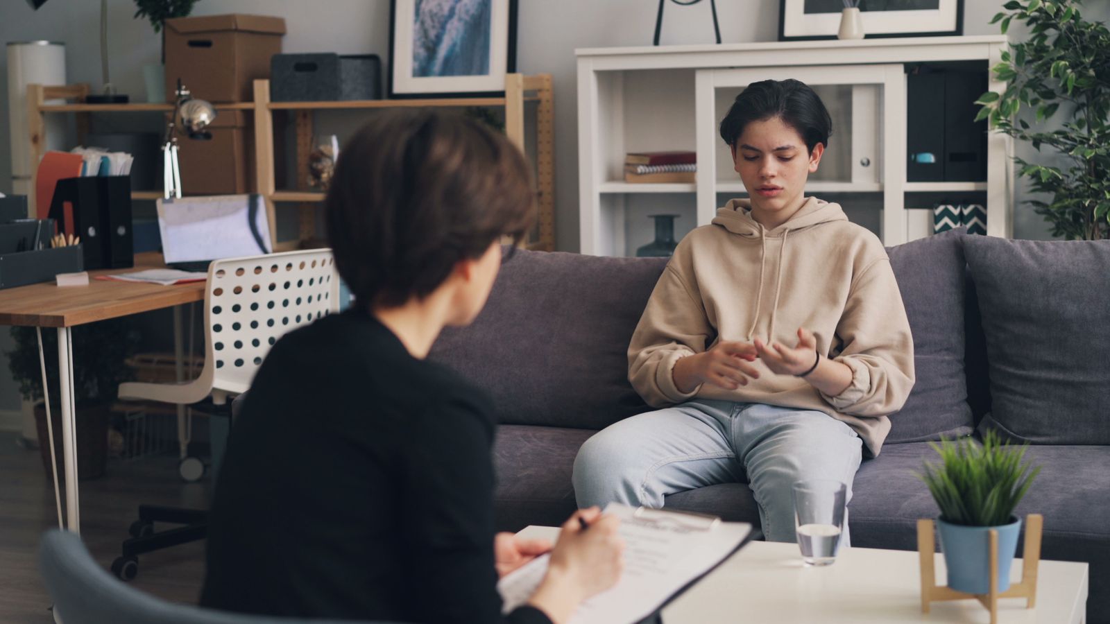 A therapist in a one-on-one session with a client