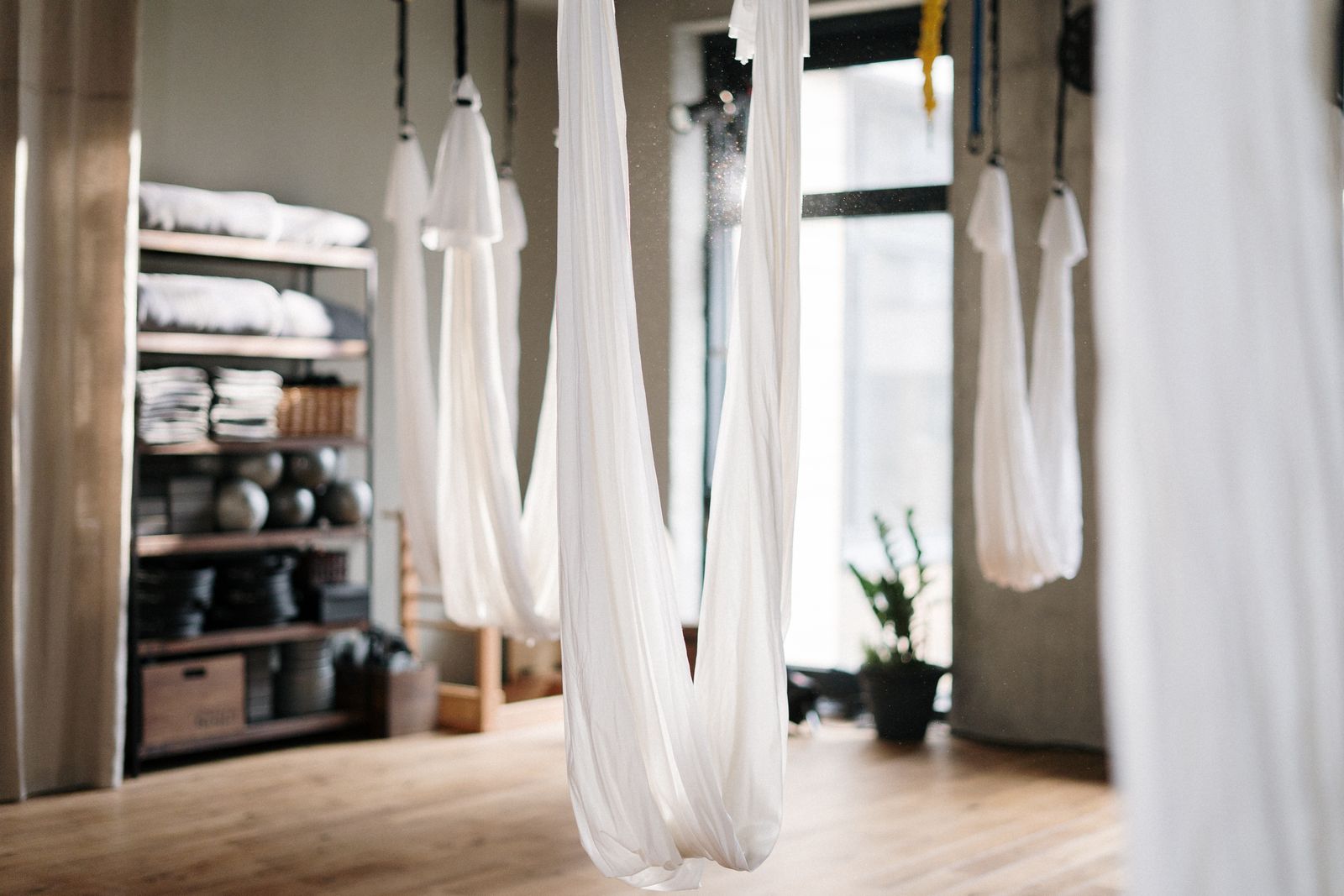 A peaceful yoga studio interior