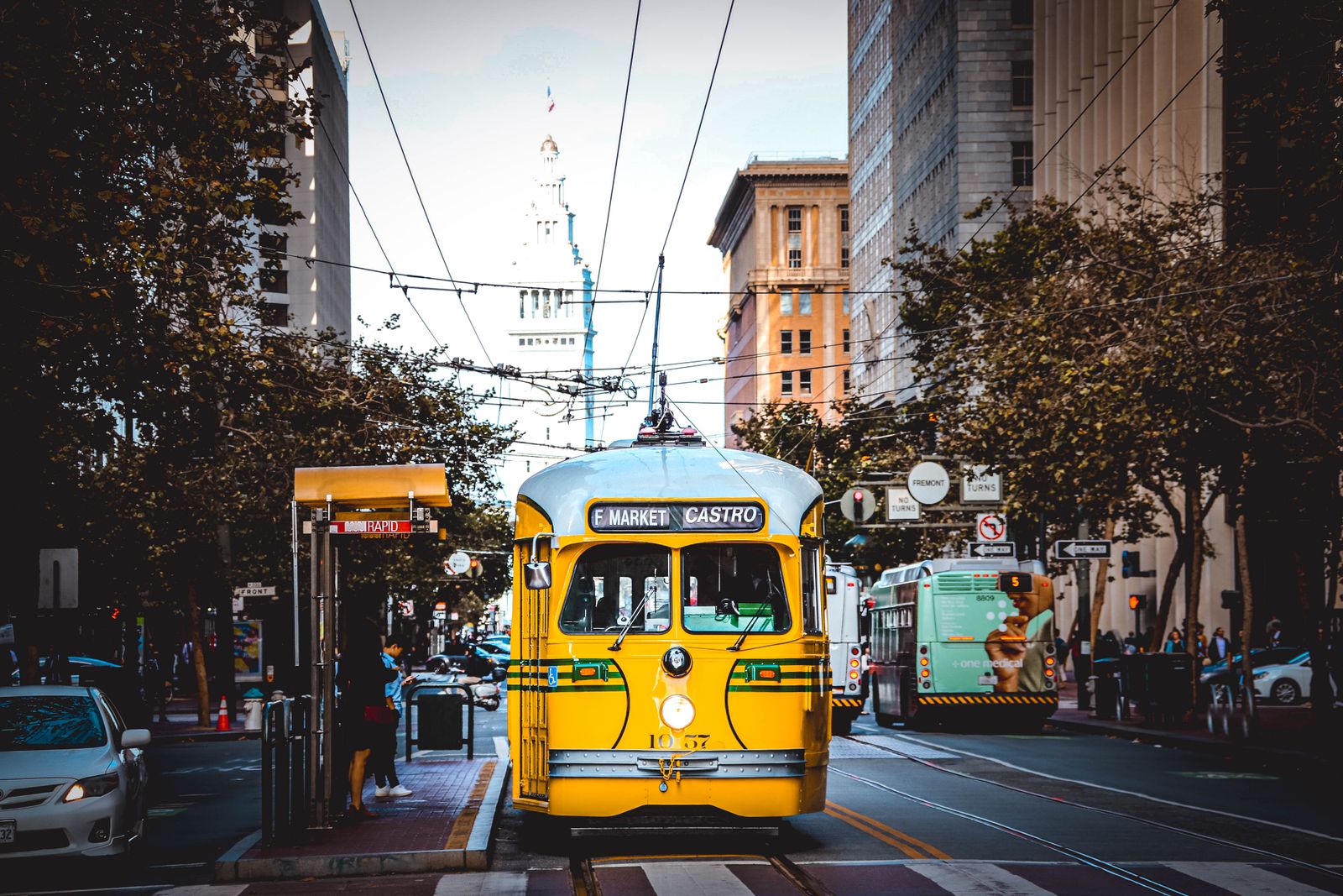 Classic streetcar traveling through San Francisco