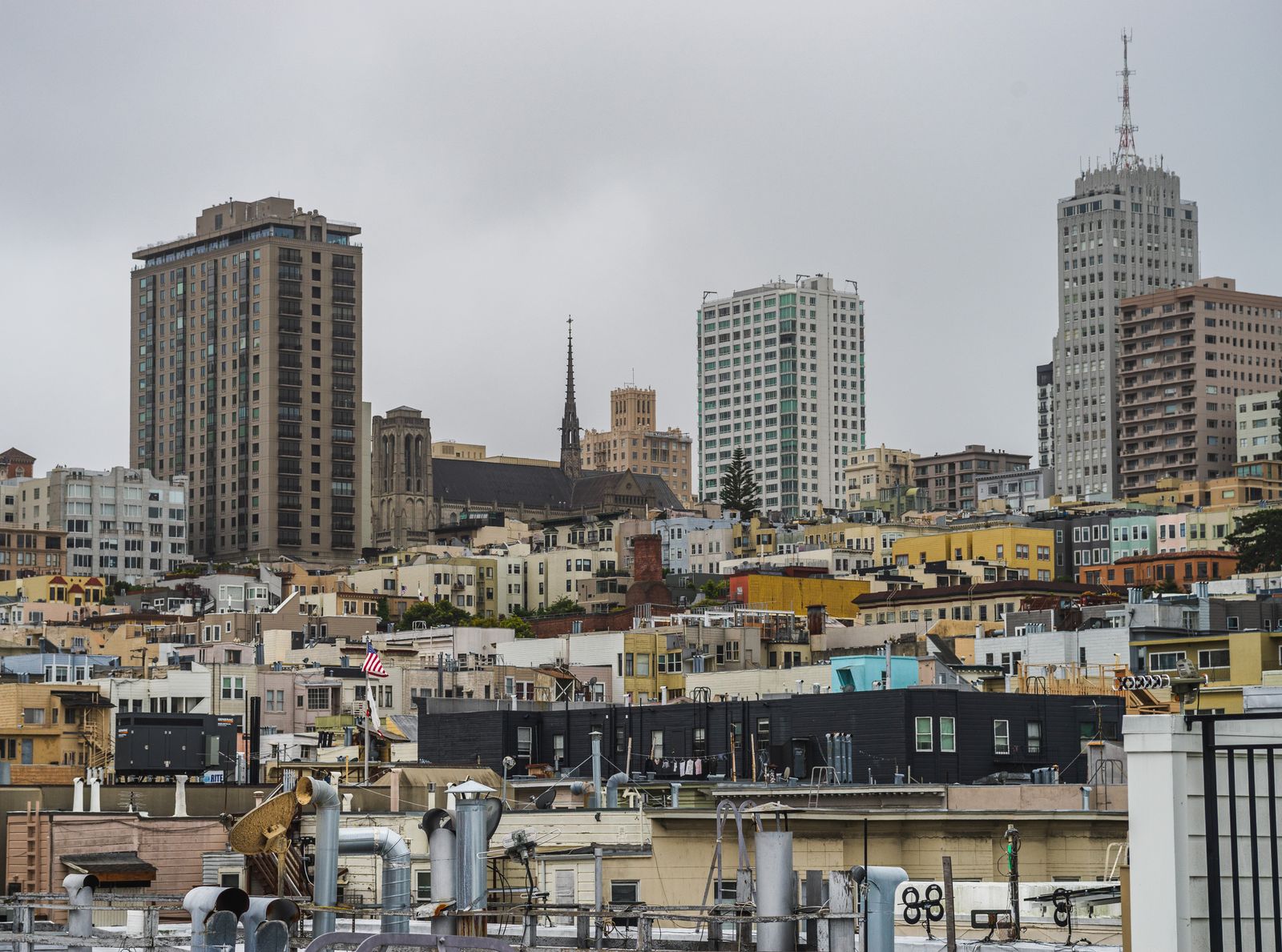 Dramatic view of San Francisco's downtown towers