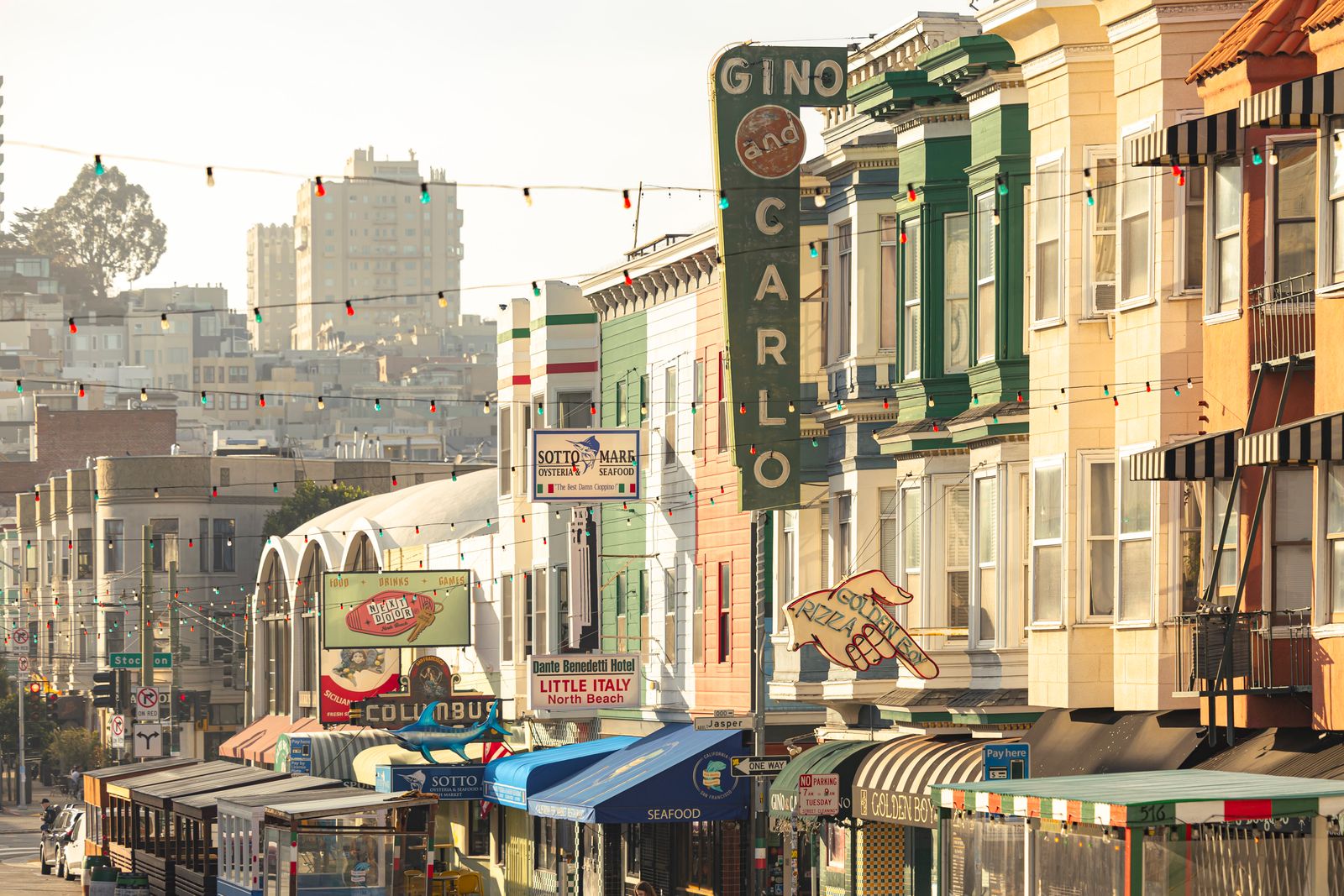 Colorful street scene in North Beach, San Francisco