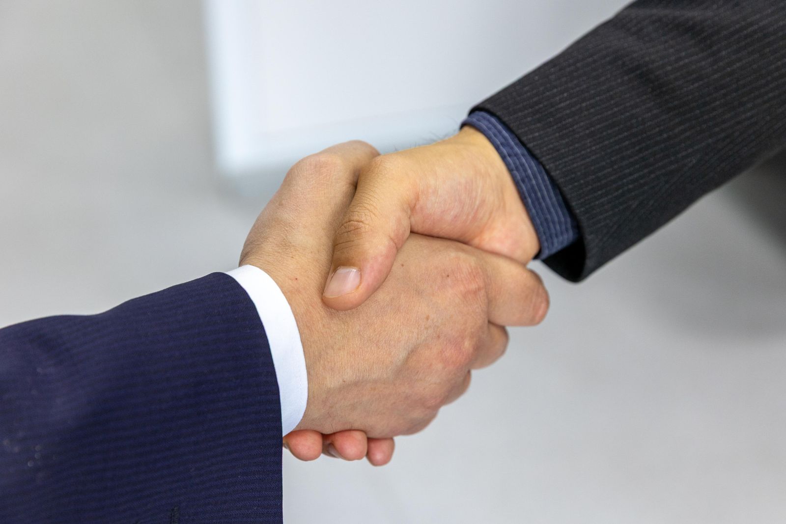 Two business professionals shaking hands