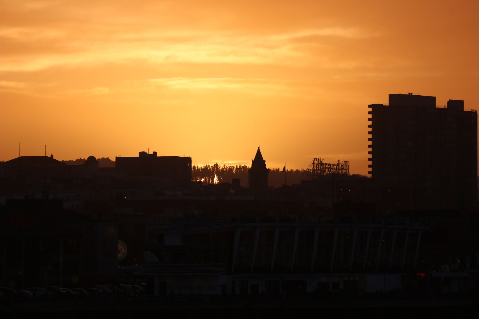 San Francisco skyline silhouette at dusk